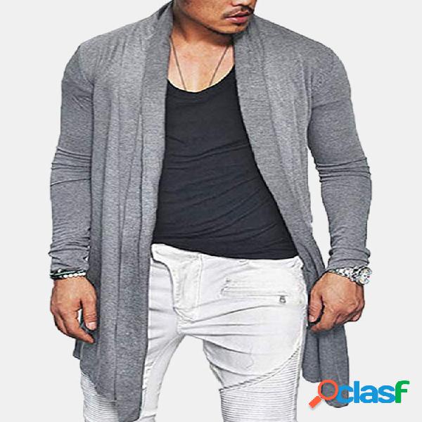 Mens Primavera Outono Cardigans casuais de cor sólida