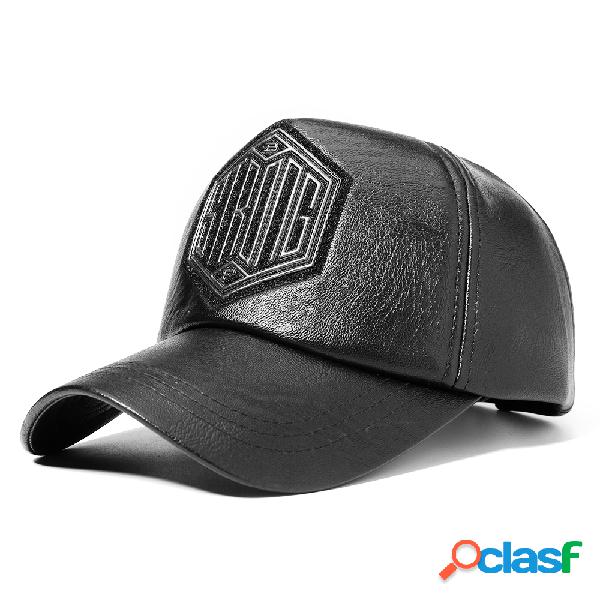 Mens Retro Bordado Ajustável Boné de Beisebol Quente PU De