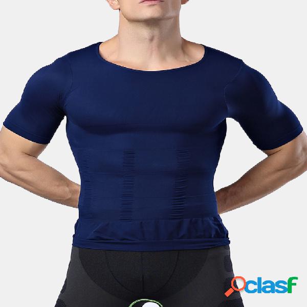 Mens Seamless Shaper Sport Compressão Undeshirt Respirável