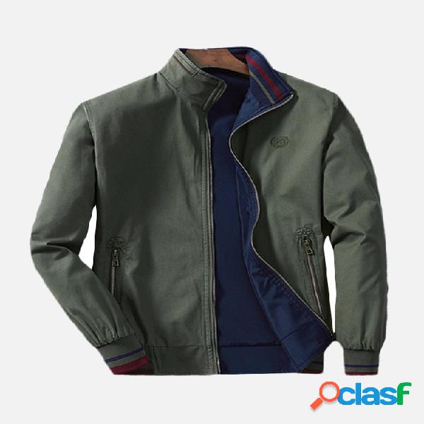 Mens Thermal Revsersible Bordado Peito Logo Cotton Zipper