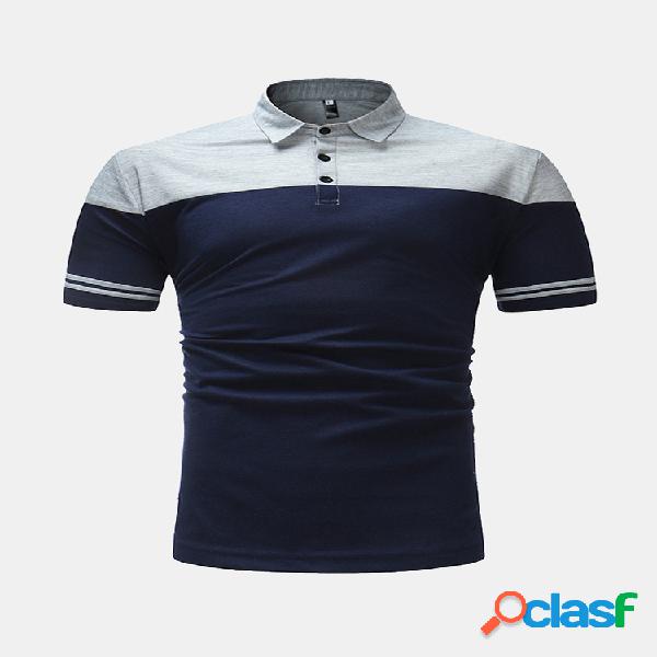 Mens Verão Costura Cor Slim Fit Business Casual Golf Camisa