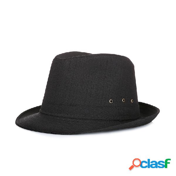 Mens Vintage Crimping Poliéster Curto Brim Jazz Cap Balde