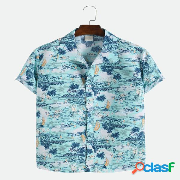 Mens Vocation Style Praia Camisas de manga curta soltas