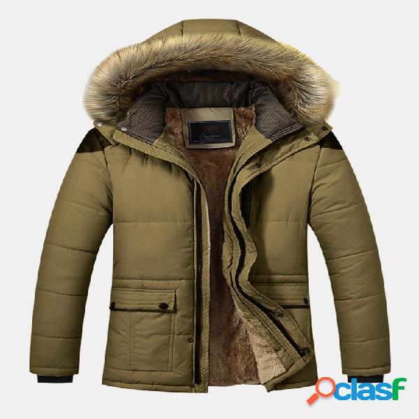 Mens Winter Mid Comprimento Engrossar casaco de lã Parka