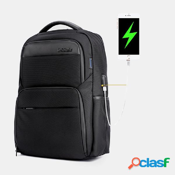 Mochila de porta de carregamento USB impermeável casual de
