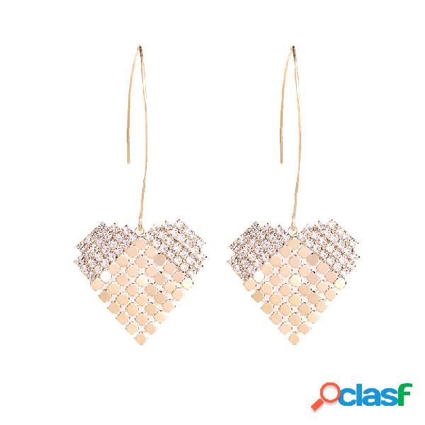 Moda Brincos de Gota de Ouvido Strass Coração Tessals