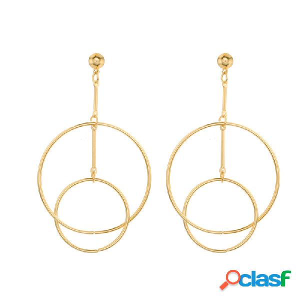 Moda Ear Ear Brincos Oco Duplo Círculo Combinação Hoop