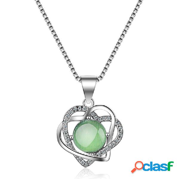 Moda Pingente Colares Duplo Corações De Cristal Rodada Uva
