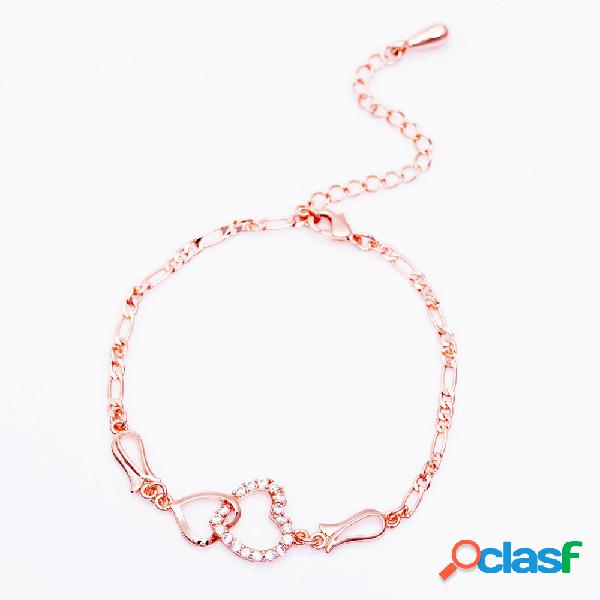 Moda Tornozeleiras Acessórios Duplo Zircon Copper Cobre