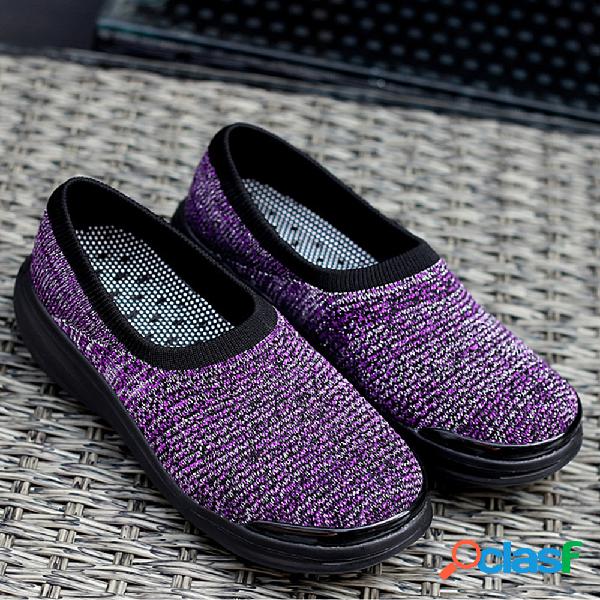 Mulheres Casual Confortável Fly Mesh Soft Low Top Slip On