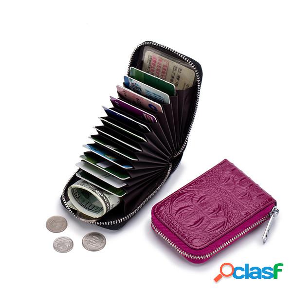 Mulheres Couro Genuíno 12 Card Slot Mini Coin Purse