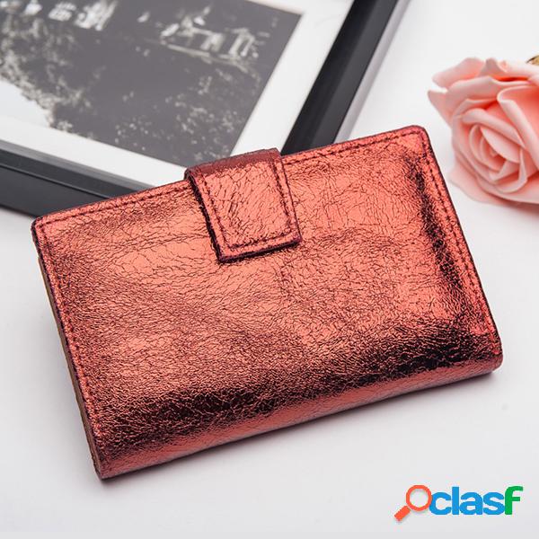 Mulheres Couro Genuíno 8 Card Slot Wallet Soft Coin Purse