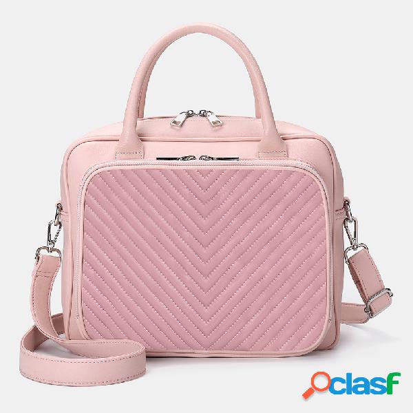 Mulheres Designer Listrado Laptop de Viagem Bolsa Crossbody