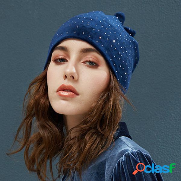 Mulheres Quente Beanie Chapéu Top Corda Collar Bib Chapéu