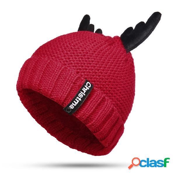 Mulheres Quentes Plus Velvet Engrosse Antlers Beanie Beanie