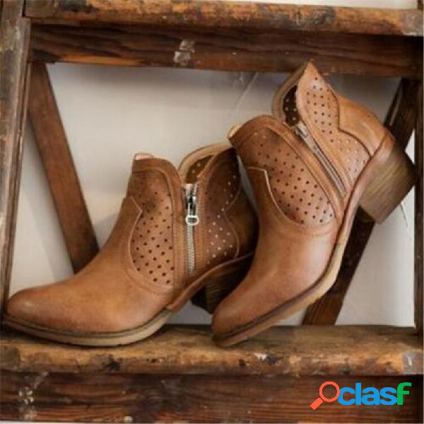 Mulheres de tamanho grande retro confortável pu couro cor