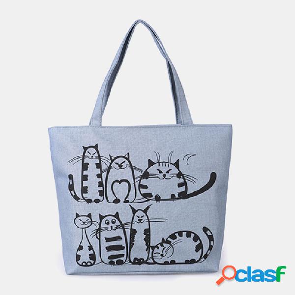 Mulheres gato bonito Padrão bolsas de grande capacidade de