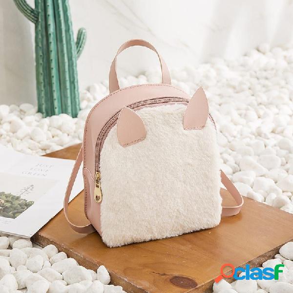 Mulheres gato de pelúcia Orelha forma mochila bonito