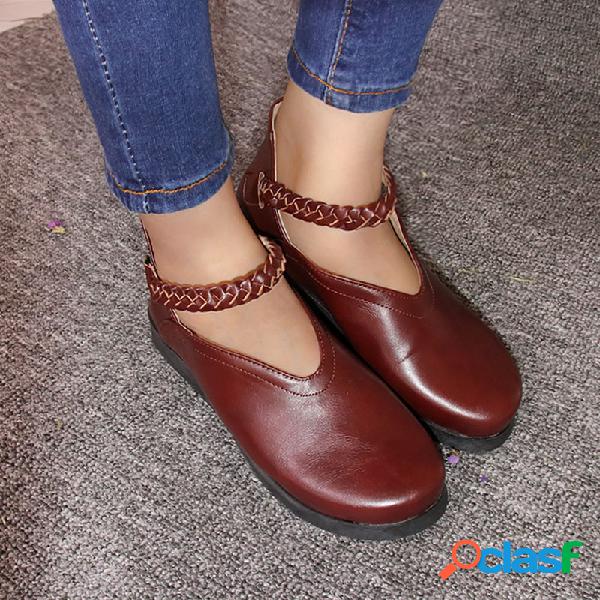 Mulheres grandes do tamanho Soft Loafers lisos redondos da