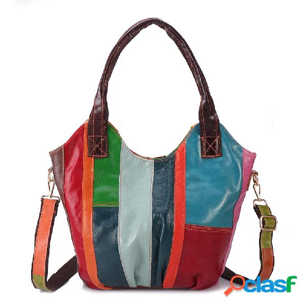 Mulheres Óleo Cera Couro Genuíno Hobos Bolsas de Grande