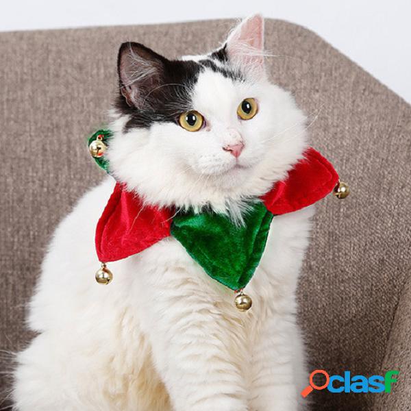 Natal cachecol coleira gato gato sino de natal triângulo