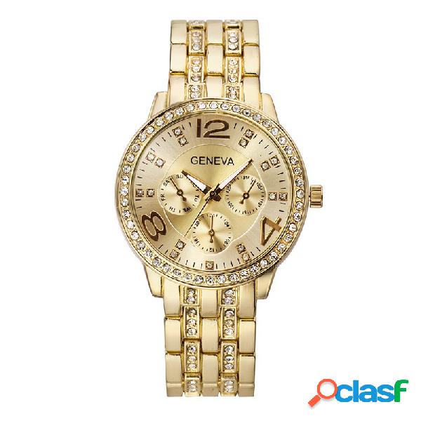 Negócios Unisex Quartz Relógio De Pulso De Luxo Strass