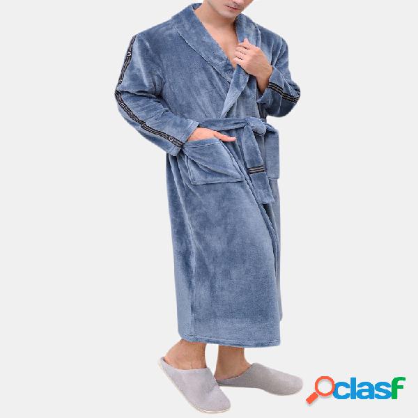 Pijama de flanela para homens Robe Confortável Manga