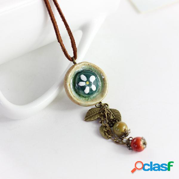 Pingente Vintage Colar Artesanal Irregular Folhas