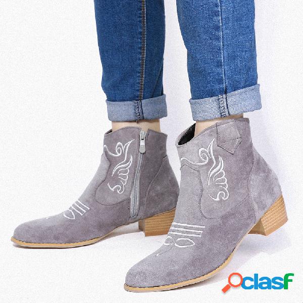 Plus Tamanho Mulheres Moda Feminina Camurça Embroideried