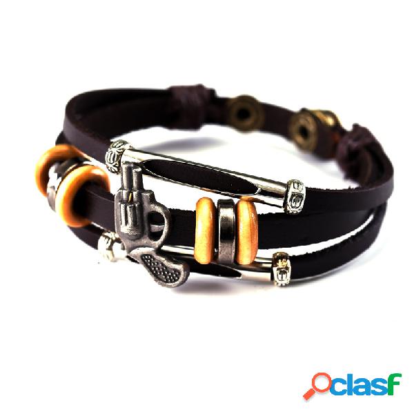 Pulseira Multicamadas de Couro Artesanal De Couro Artesanal