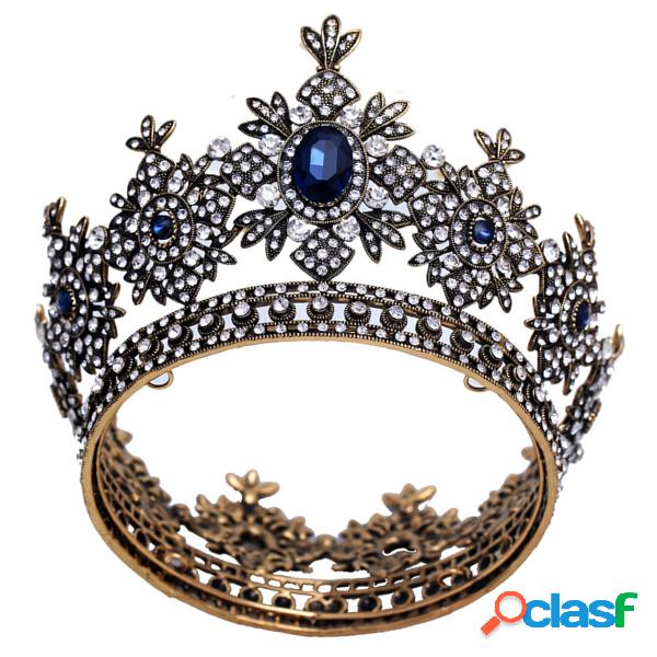 Retro bagunça azul hairband de cristal princesa casamento