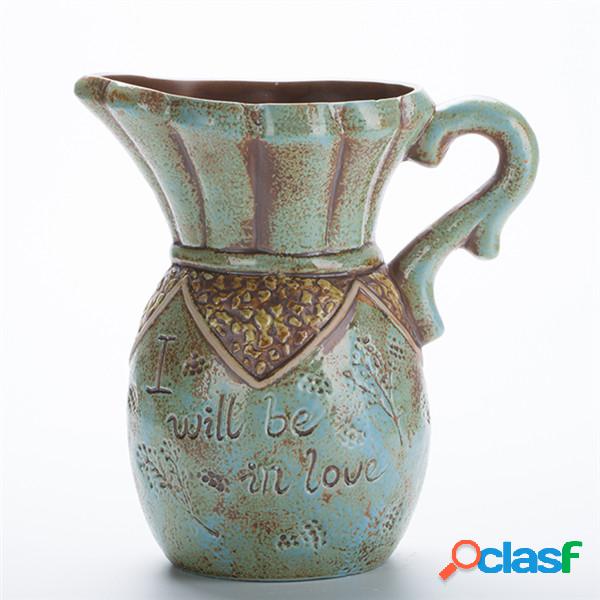 Retro estilo vaso de flores pintados à mão carnuda vaso de
