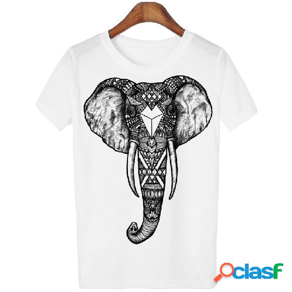 T-shirt de mangas curtas com estampa de elefante Cintura
