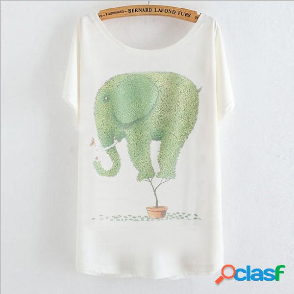 T-shirt grande elefante feminina de tamanho grande,