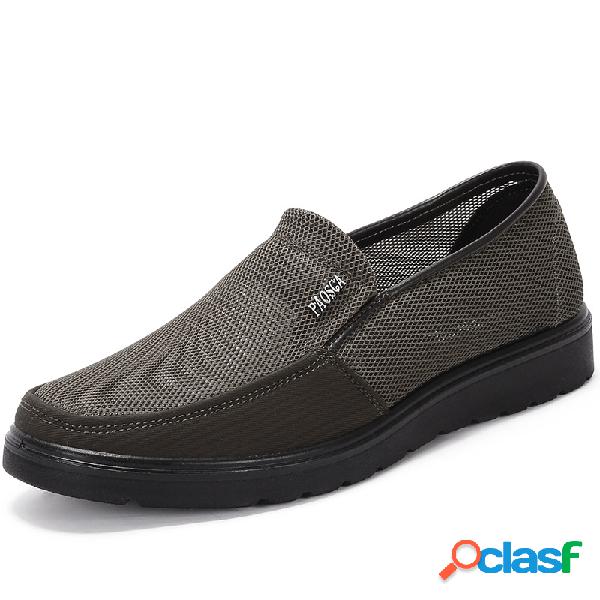 Tamanho Grande Homens De Malha Splicing Soft Slip On Casual