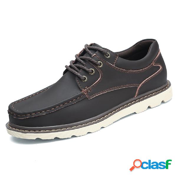 Tamanho grande homens cor pura Soft Sole Lace Up Oxfords de