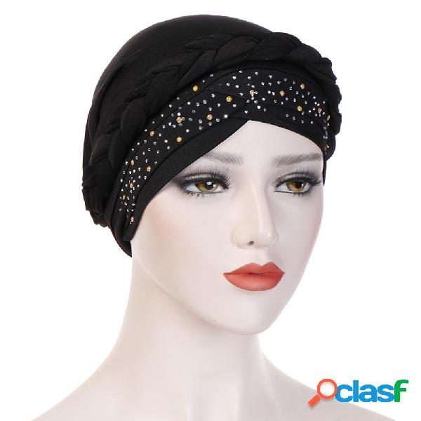 Womens Vintage Tie Point Broca Beanie Cap Leite De Seda