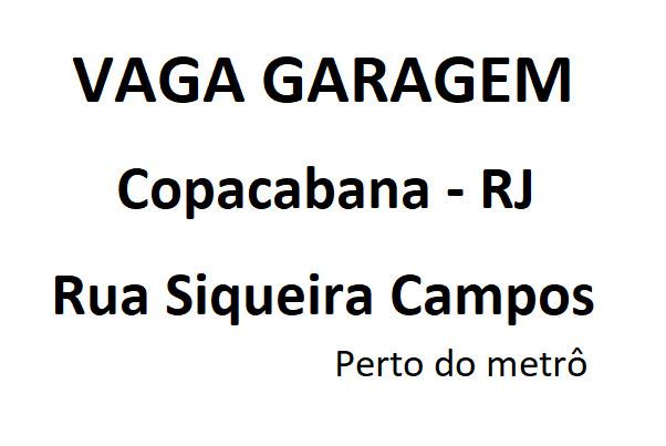 Aluguel Vaga Garagem Copacabana/RJ