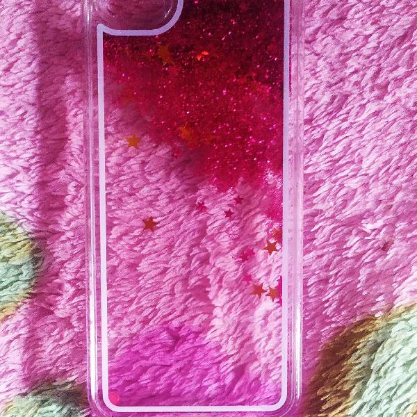capinha rosa de estrela tipo areia de iPhone 5s