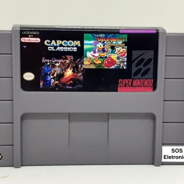 fita snes nova: 2in1 king of dragons + mickey magical quest