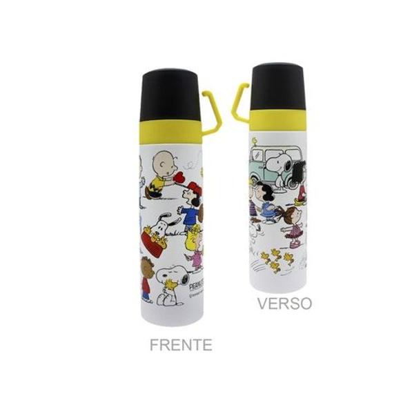 garrafa térmica 500 ml com caneca turma snoopy