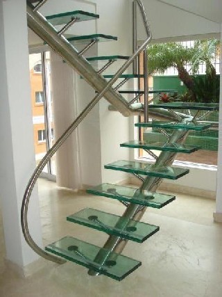 Corrimão de escada e aço inox com vidro
