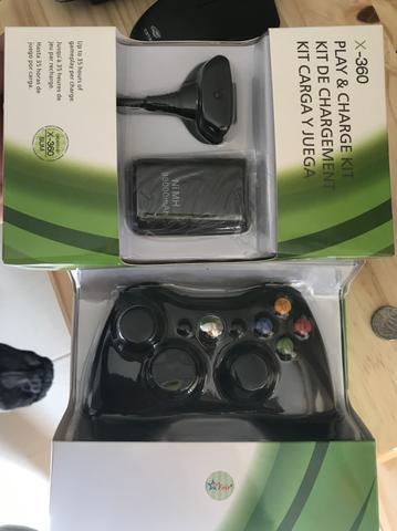 Kit controle e bateria e carregador Xbox 360