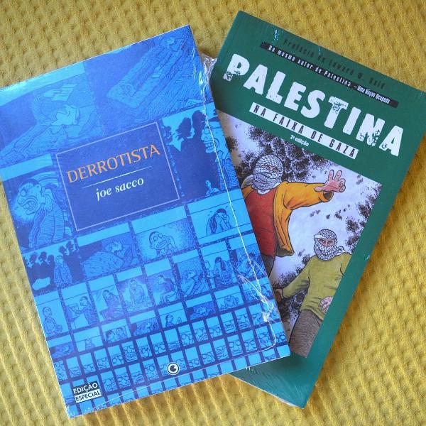livros palestina e derrotista, joe sacco