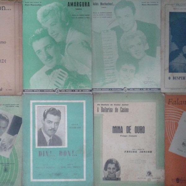 lote com 8 partituras década de 50 tango - piano / sanfona