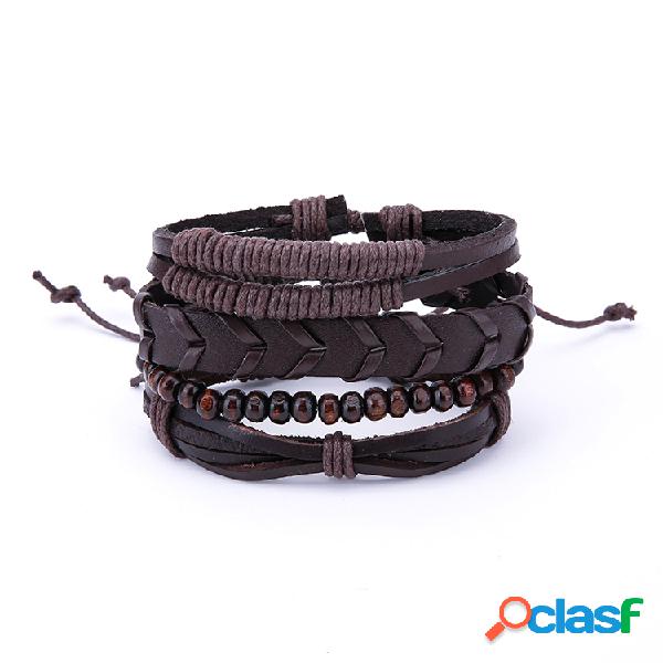 1 Conjunto Ajustável Multicamadas Mens Pulseiras Retro Punk