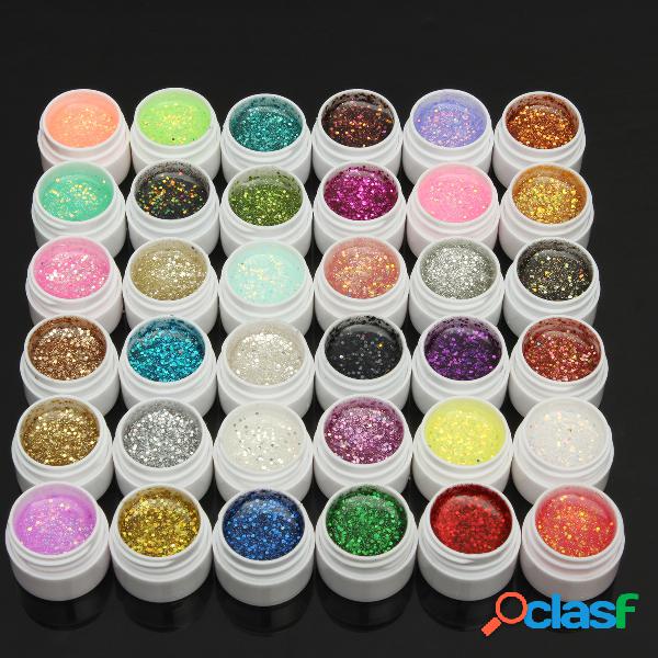 1 Pot Glitter UV Gel Builder Nail Art Polish 36 Colors