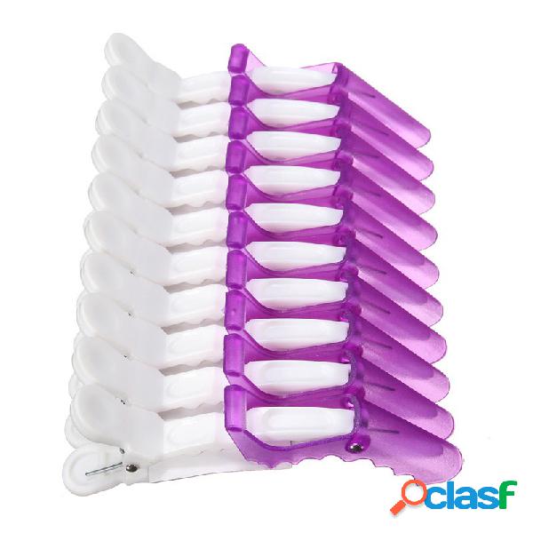 10 Pcs Purple White Plastic Pelicula Clips Styling Crocodile