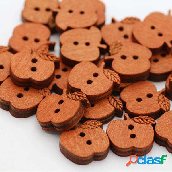 100 Pcs De Madeira Em Forma De Apple Decoração De Costura
