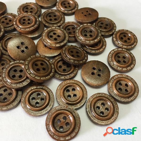 100 pcs botões de costura de madeira diy materiais de